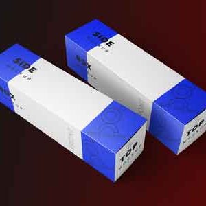 Mock-up-of-two-boxes-in-white-and-blue-color-on-abstract-dark-background