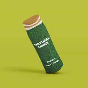 Mock-up-of-a-green-bottle-on-lime-green-background