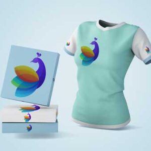 Mock-up-of-woman-t-shirt-with-three-box-and-logo