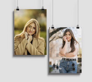 Mock up of hanging collage girl images