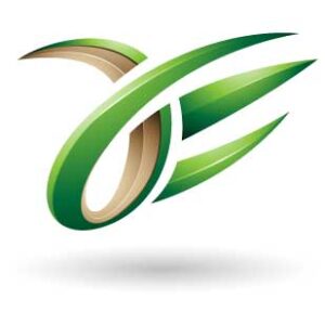 beige-green-3d-claw-shaped-letter-e-vector-illustration