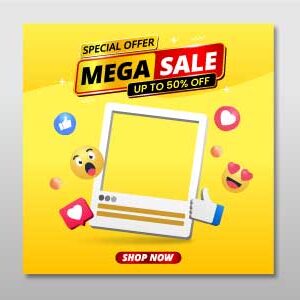 Social Media Post of mega sale in yellow color