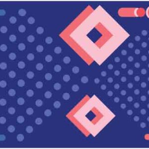 abstract design of box and circle on blue dotted background