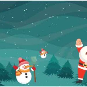 Santa-Claus-is-playing-with-Snowman-in-the-park-during-Christmas