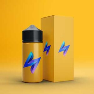100 milliliter vape liquid plastic bottle mock up with packing box