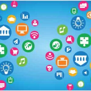 different types of icon in various color on abstract background