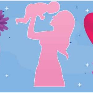 art-of-mother-playing-with-her-kid-on-heart-shape-background