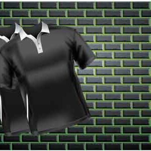 Mockup-of-pair-of-T-shirts-on-abstract-green-background
