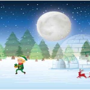 Santa-Claus-vehicle-is-giving-gifts-to-the-child-and-his-pet-animal-during-Christmas