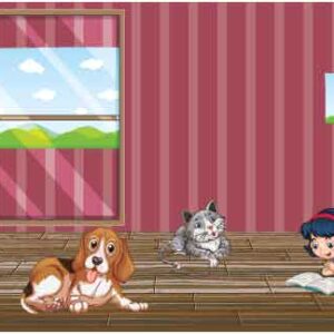 little-girl-is-reading-book-for-animal-in-the-room