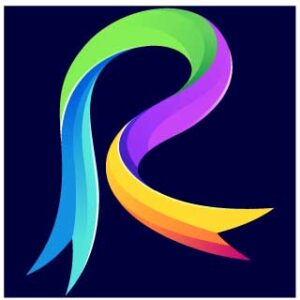 ribbon logo with letter r concept