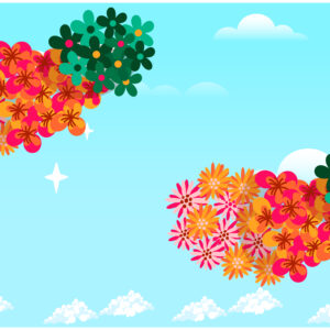 various-color-flower-on-abstract-cloud-background