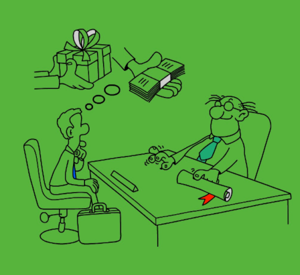 draw-two-young-men-sit-think-about-gift-and-money-in-mind