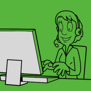 draw-young-girl-sit-on-chair-do-work-on-computer-wear-headphone
