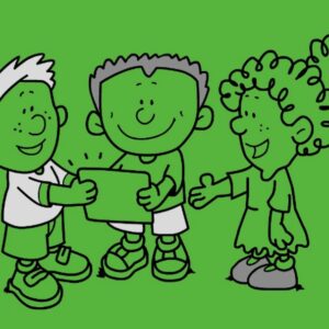 draw-three-small-children-hold-tablet-in-their-hands